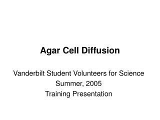 Agar Cell Diffusion