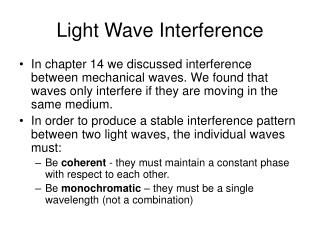 Light Wave Interference