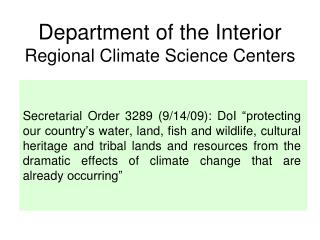 Department of the Interior Regional Climate Science Centers