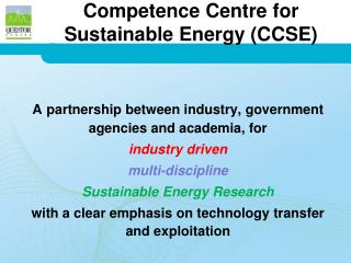 Competence Centre for Sustainable Energy (CCSE)