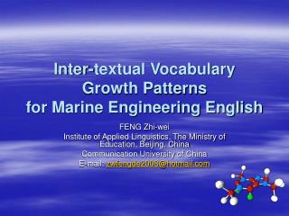 Inter-textual Vocabulary Growth Patterns for Marine Engineering English