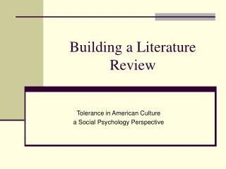 Building a Literature Review