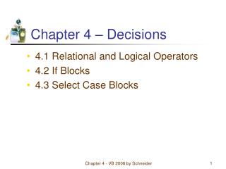 Chapter 4 â€“ Decisions