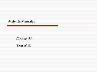 ActivitÃ©s Mentales