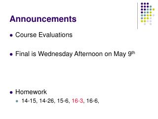 Announcements