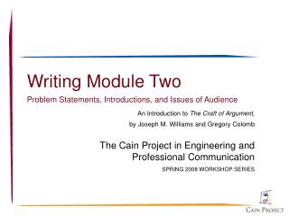 Writing Module Two Problem Statements, Introductions, and Issues of Audience