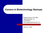 Careers in Biotechnology Startups
