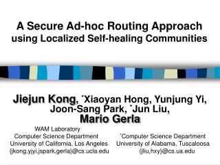 A Secure Ad-hoc Routing Approach using Localized Self-healing Communities