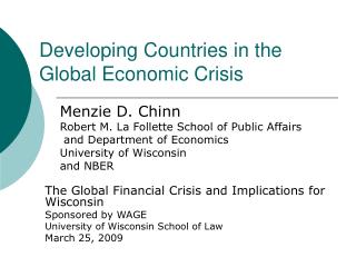 Developing Countries in the Global Economic Crisis