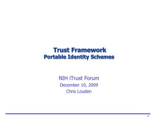 Trust Framework Portable Identity Schemes