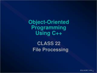 Object-Oriented Programming Using C++