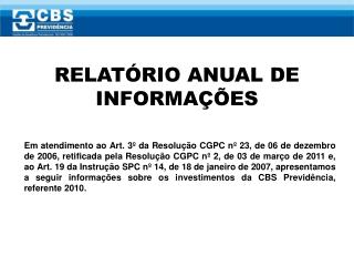 RELATÃ“RIO ANUAL DE INFORMAÃ‡Ã•ES