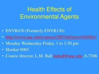 Health Effects of Environmental Agents