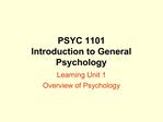 PSYC 1101 Introduction to General Psychology