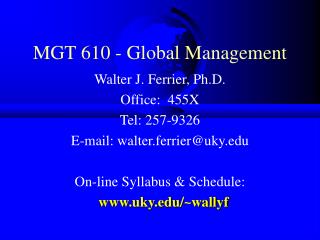 MGT 610 - Global Management