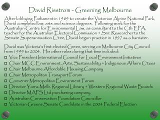 David Risstrom - Greening Melbourne