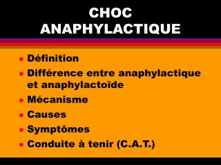 CHOC ANAPHYLACTIQUE