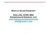 What is a Social Enterprise Sally Little, ACSW, MBA Entrepreneurial Solutions, LLC enterpreneurialsolutions slittlehawa