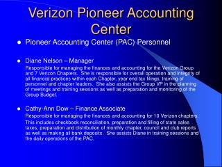 Verizon Pioneer Accounting Center
