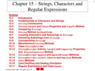 Chapter 15 â€“ Strings, Characters and Regular Expressions