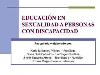 EDUCACIÃ“N EN SEXUALIDAD A PERSONAS CON DISCAPACIDAD