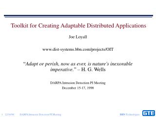 Toolkit for Creating Adaptable Distributed Applications