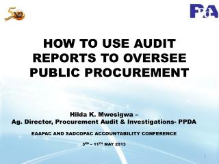 HOW TO USE AUDIT REPORTS TO OVERSEE PUBLIC PROCUREMENT