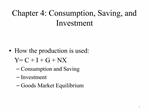 Chapter 4: Consumption, Saving, and Investment