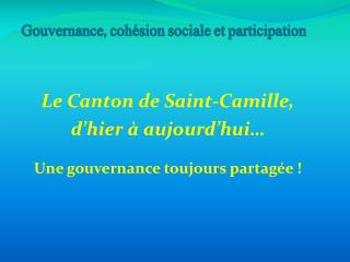 Gouvernance, cohÃ©sion sociale et participation