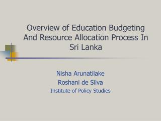 Overview of Education Budgeting And Resource Allocation Process In Sri Lanka