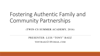 Fostering Authentic Family and Community Partnerships