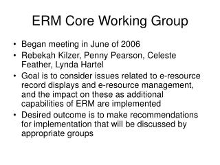 ERM Core Working Group