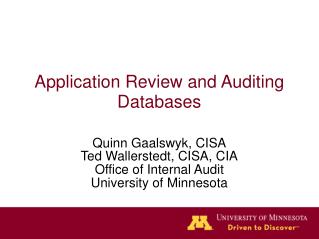 Application Review and Auditing Databases