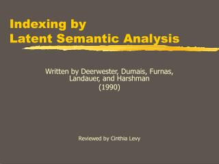 Indexing by Latent Semantic Analysis