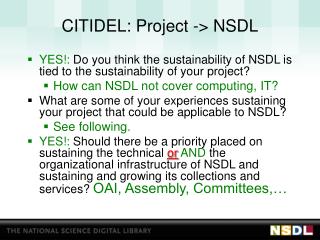 CITIDEL: Project -&gt; NSDL