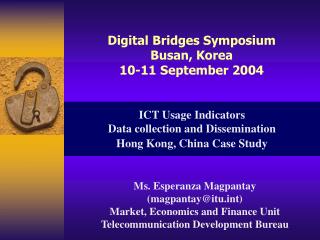 ICT Usage Indicators Data collection and Dissemination Hong Kong, China Case Study