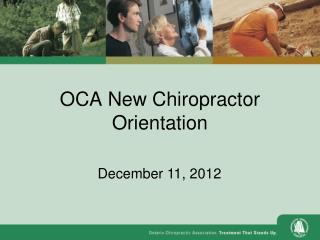 OCA New Chiropractor Orientation