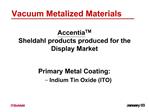 Primary Metal Coating: Indium Tin Oxide ITO