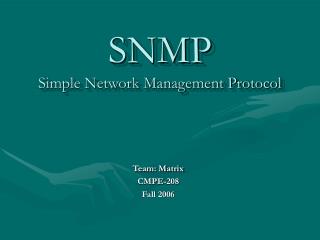 SNMP Simple Network Management Protocol