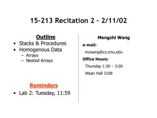 15-213 Recitation 2 â€“ 2/11/02