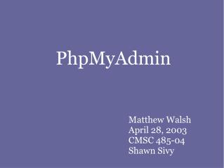 PhpMyAdmin