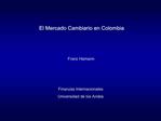El Mercado Cambiario en Colombia Franz Hamann Finanzas Internacionales Universidad de los Andes