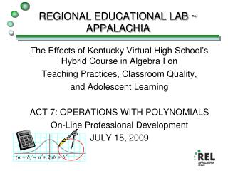 REGIONAL EDUCATIONAL LAB ~ APPALACHIA