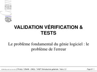 VALIDATION VÃ‰RIFICATION &amp; TESTS