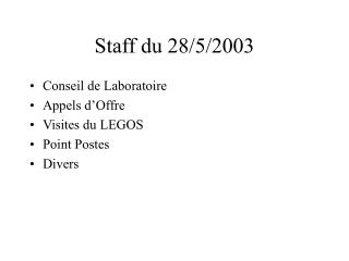 Staff du 28/5/2003