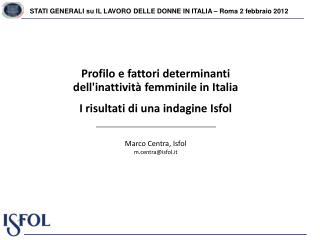 STATI GENERALI su IL LAVORO DELLE DONNE IN ITALIA â€“ Roma 2 febbraio 2012