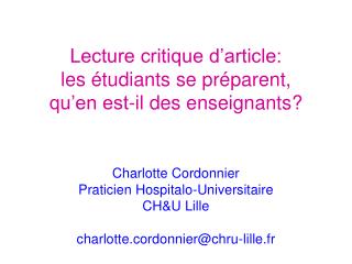 Lecture critique dâ€™article: les Ã©tudiants se prÃ©parent, quâ€™en est-il des enseignants?