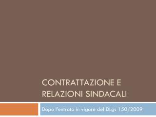 Contrattazione e relazioni sindacali