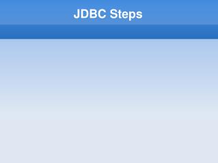 JDBC Steps