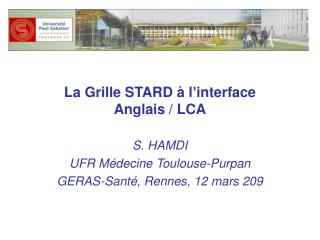 La Grille STARD Ã  lâ€™interface Anglais / LCA